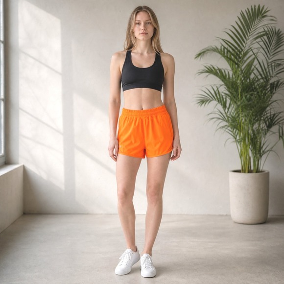 lululemon athletica Pants - Lululemon Hotty Hot High-Rise Lined Shorts 4" Neon Orange Running Gym Womens 4